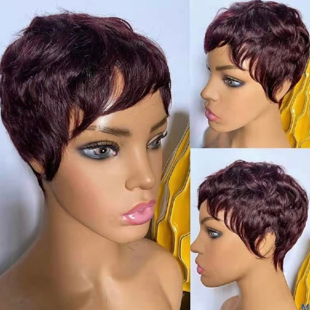 COPY - Alcobi short bob wig human hair wig re burgundy pixie cut wigs for women…